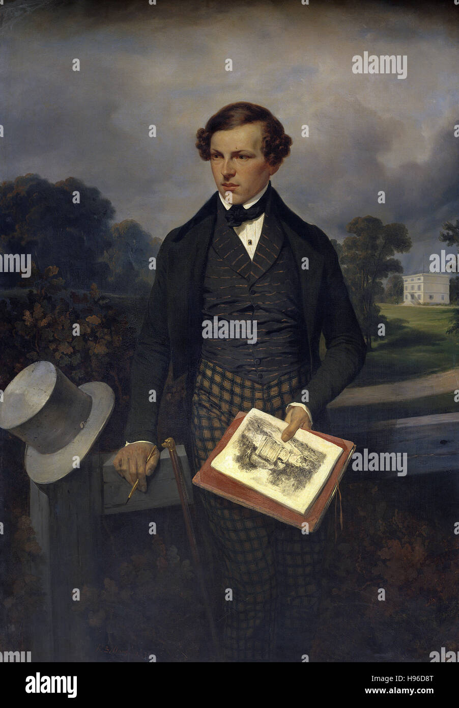 Joseph Louis Hippolyte Bellange -  Portrait of Gustave de Maupassant     - 1838 Stock Photo