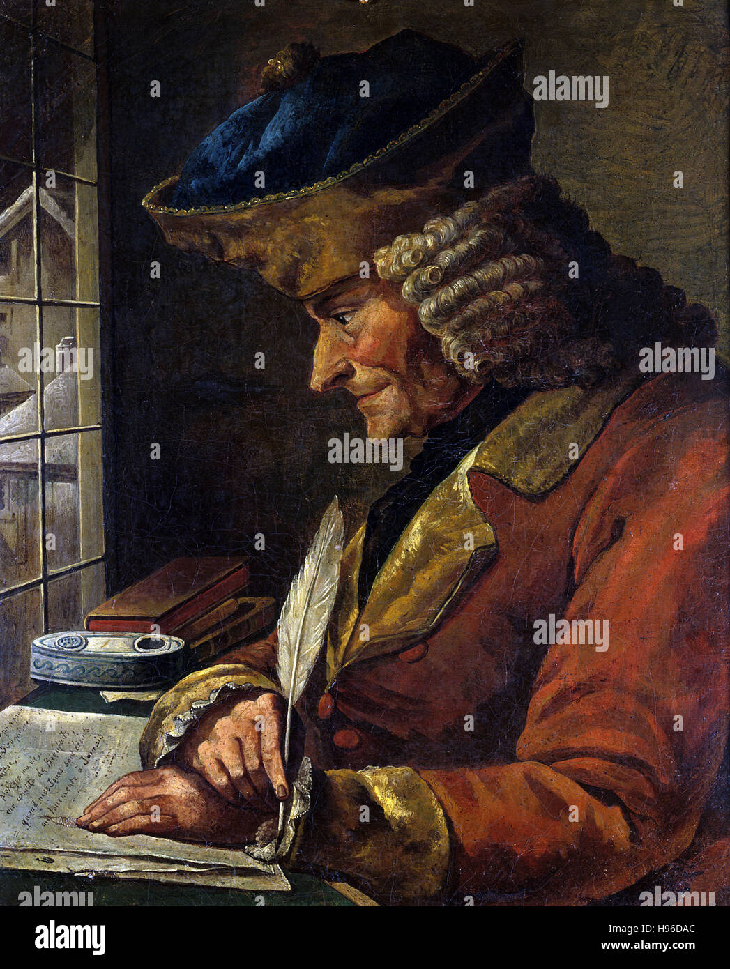Anonymous, 18th century  Portrait of Voltaire (1694-1778) in his Study Stock Photo
