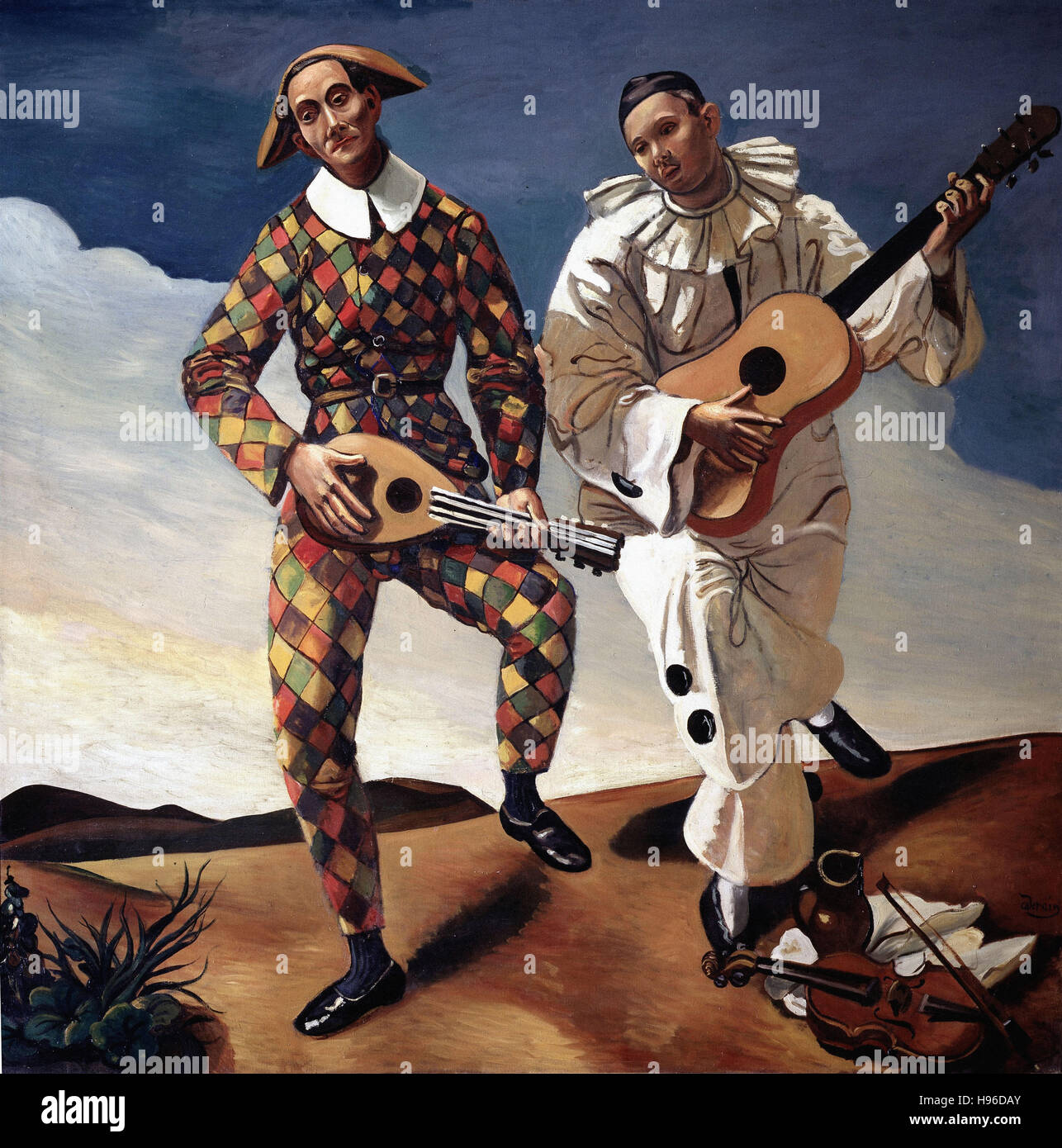 André Derain -  Harlequin and Pierrot  -  1924 Stock Photo