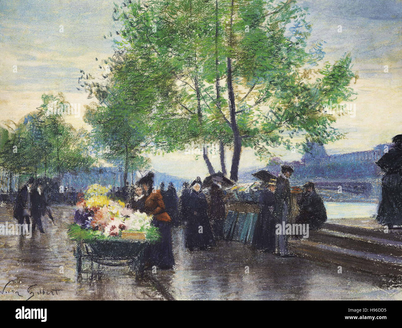 Victor Gabriel Gilbert   Books Sellers on the Banks of the Seine Stock Photo