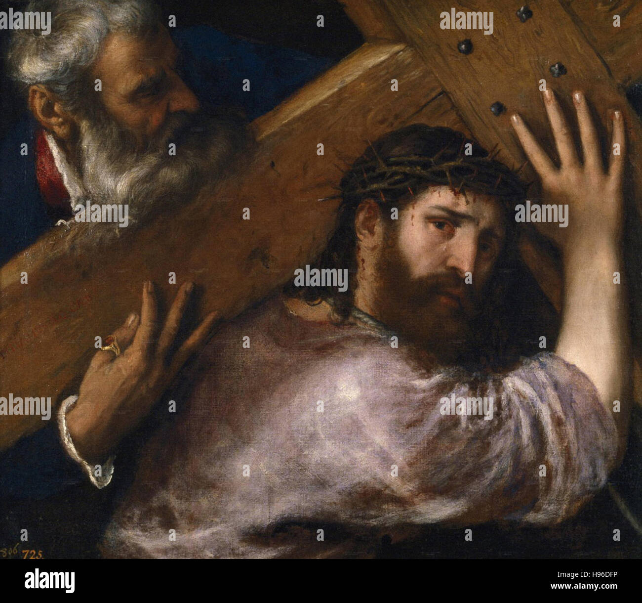 Tiziano Vecellio - Titian - Jesus and Simon of Cyrene  -   1560 Stock Photo
