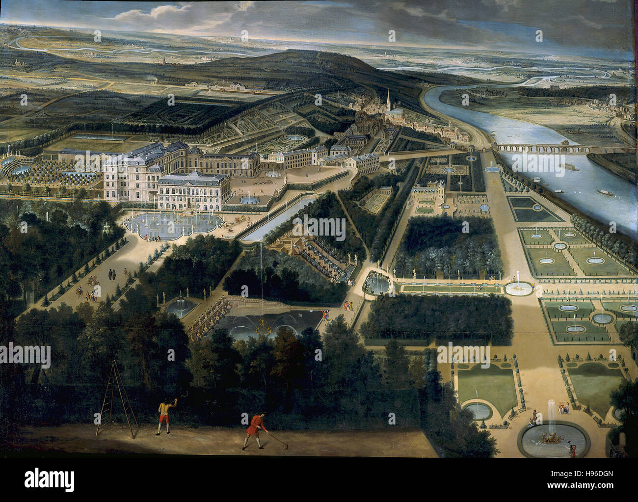 Etienne Allegrain -    General View of the Castle and Gardens of Saint Cloud  - 1674 Stock Photo