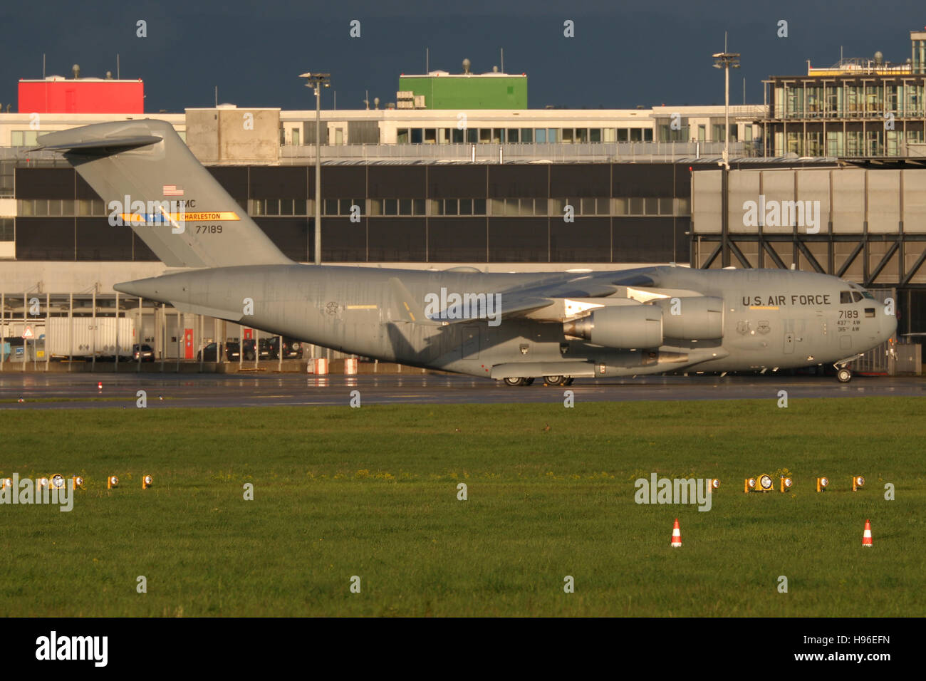 Stuttgart, Germany – May 03, 2016: US Air Force, Boeing C17 Globemaster at Stuttgart Airport Stock Photo