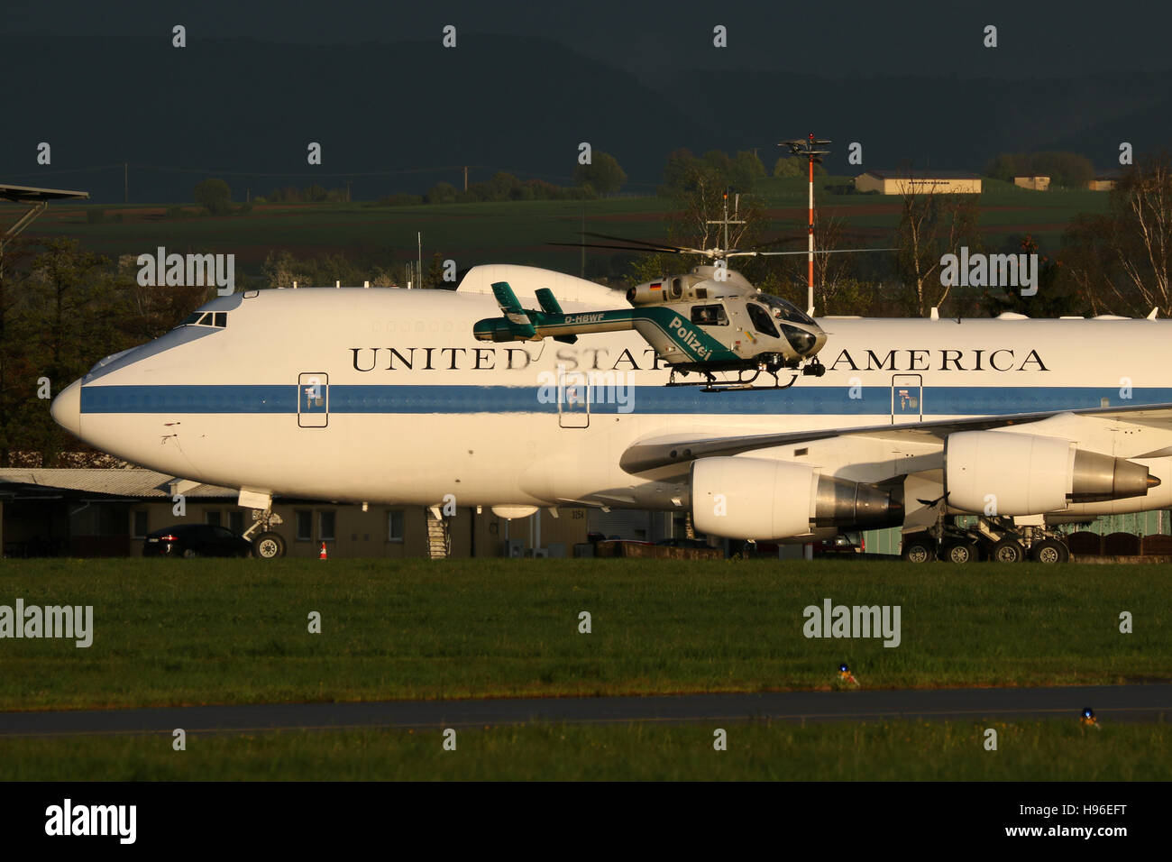 Stuttgart, Germany – May 03, 2016:  US Air Force, Boeing E-4 B at Stuttgart Airport Stock Photo