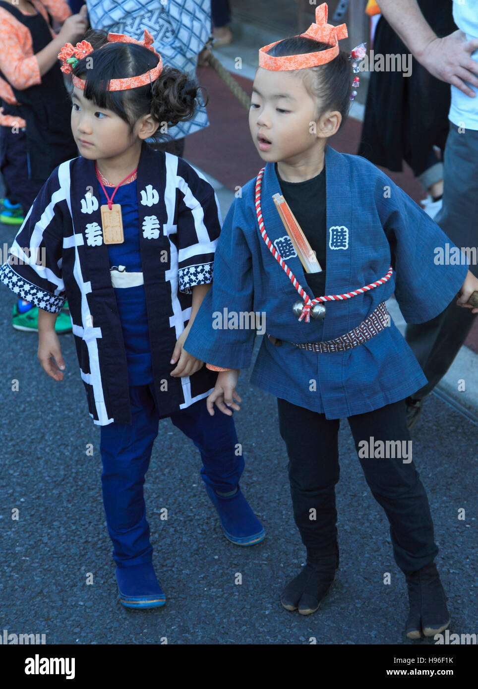 Japan, Sakura City, festival, people, children, Stock Photo