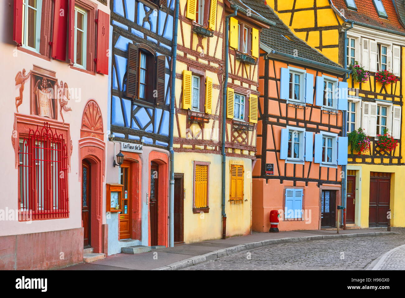 Colorful half timbered houses, Colmar, France Stock Photo