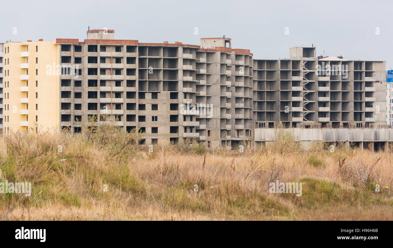 Abandoned construction of apartment houses Stock Photo