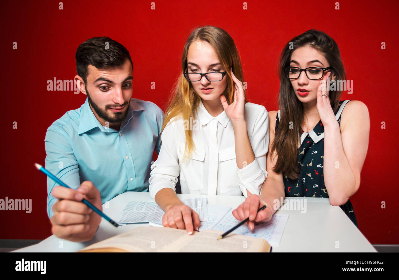 Group of Surprized Students Stock Photo