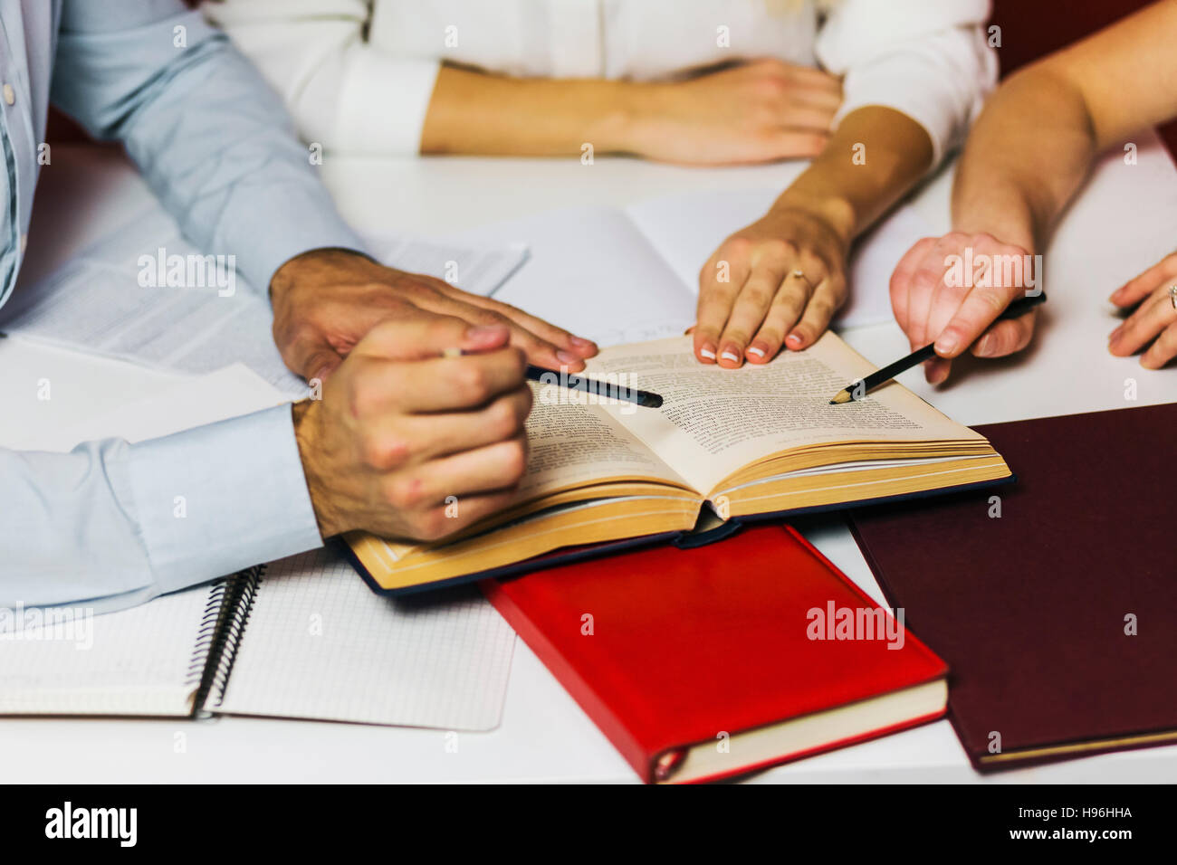 Group of Students Have a Friendly Study Discussion Stock Photo