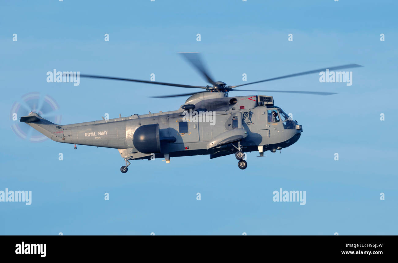 Sea King ASAC Mk7 Helicopter from RNAS Culdrose Stock Photo