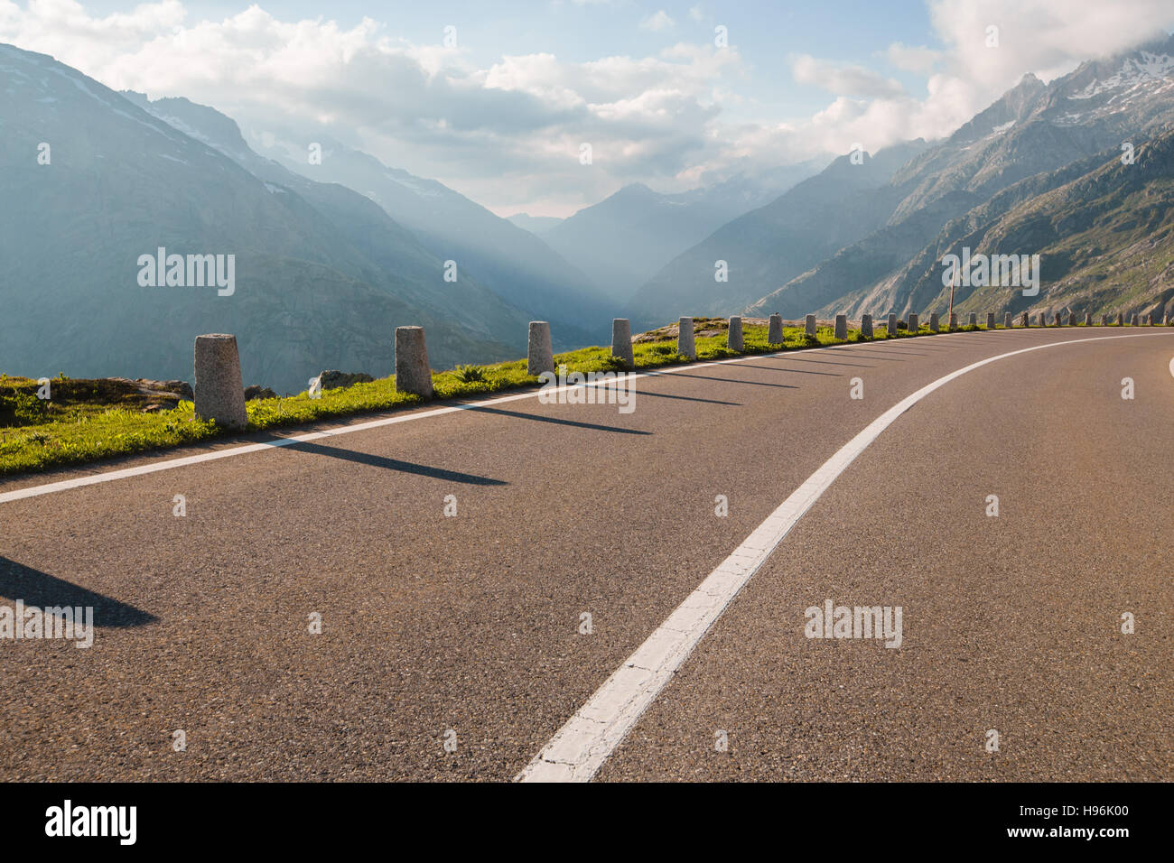 One lane of road, Grimsel pass, Alps, Switzerland Stock Photo
