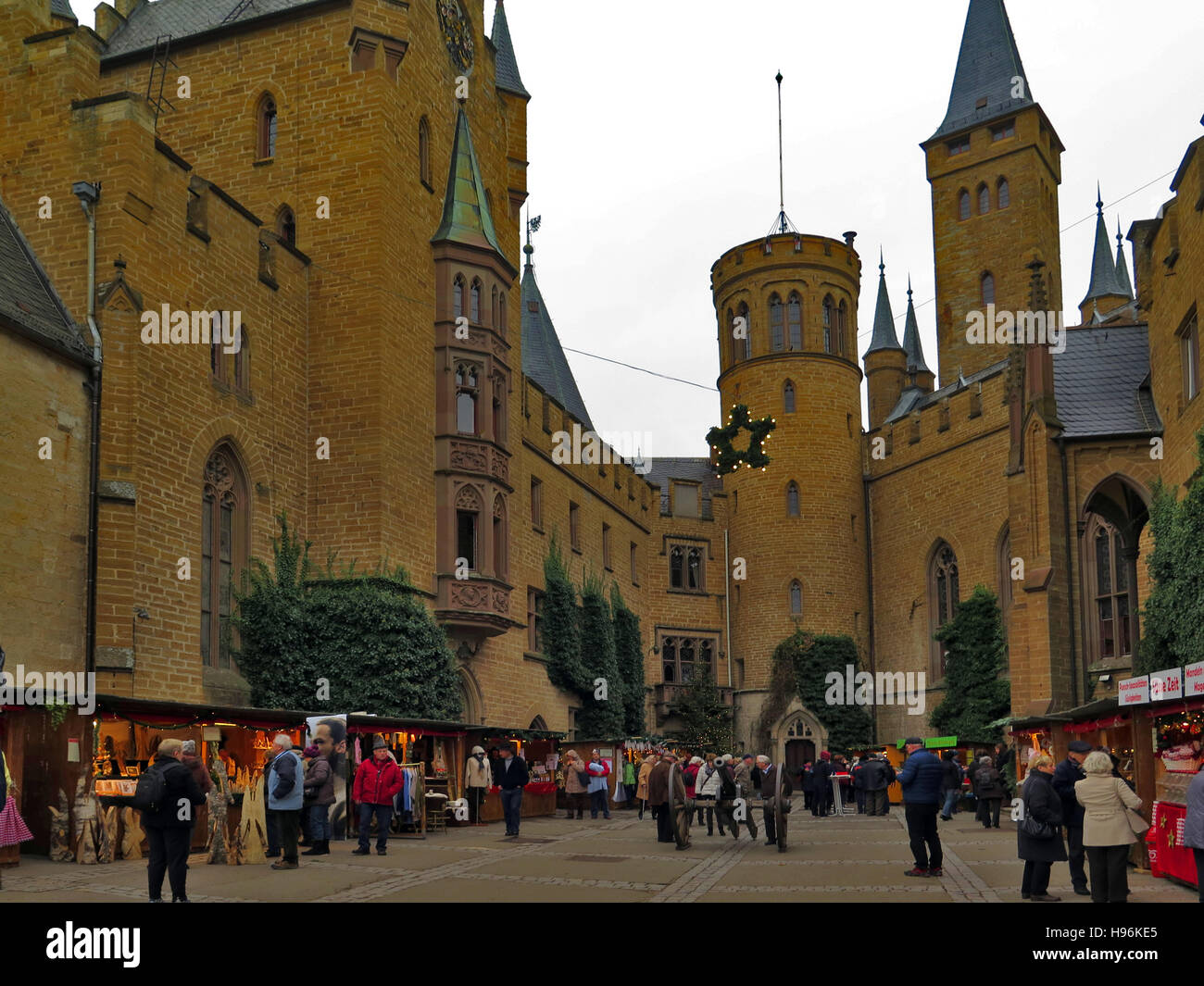 Christmas Market, Hohenzollern Castle, Hechingen Germany, shoppers in