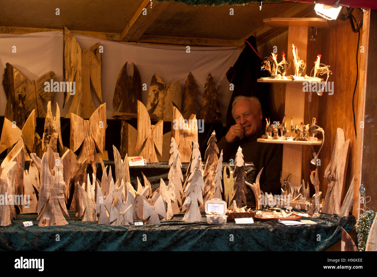 Christmas Market, Hohenzollern Castle, Hechingen Germany, woden angels