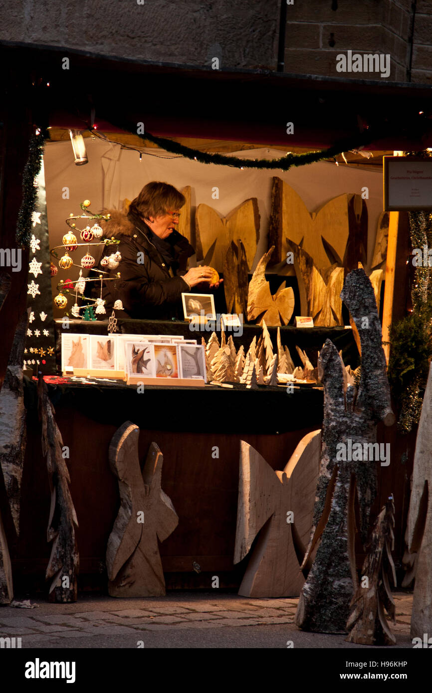 Christmas Market, Hohenzollern Castle, Hechingen Germany, woman selling