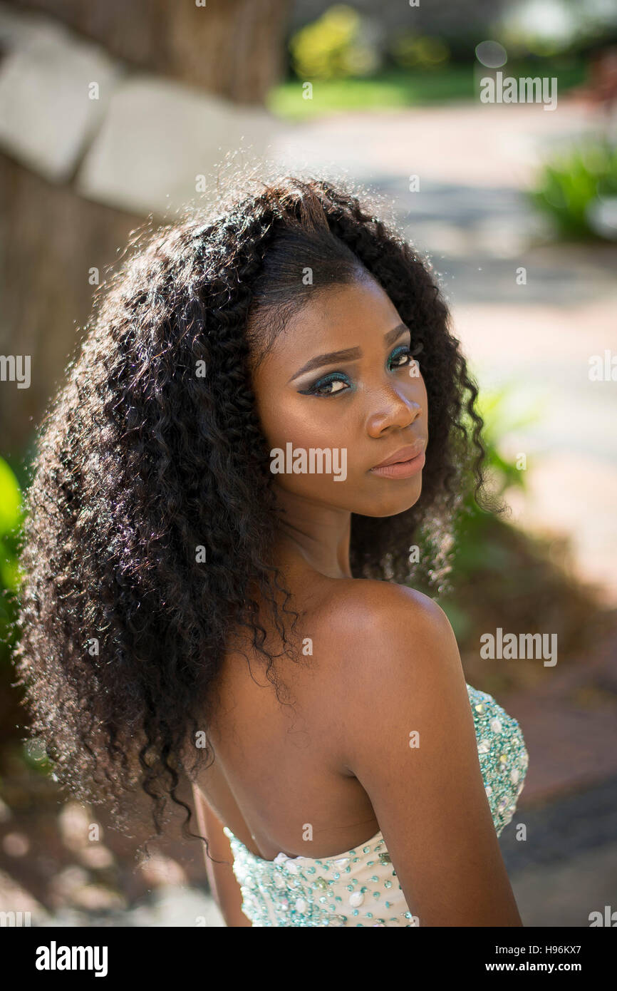 Beautiful Barbadian Model doing a Photoshoot in Bridgetown Barbados Stock Photo