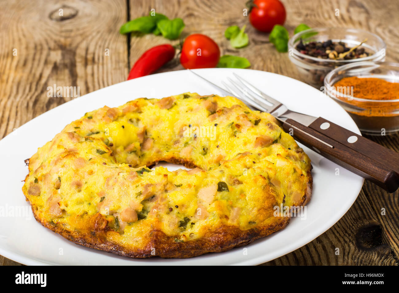 Snack cake with meat and cheese. Studio Photo Stock Photo Alamy