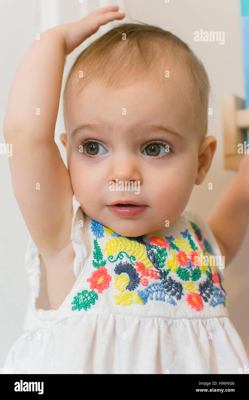 Portrait of baby girl (18-23 months Stock Photo - Alamy