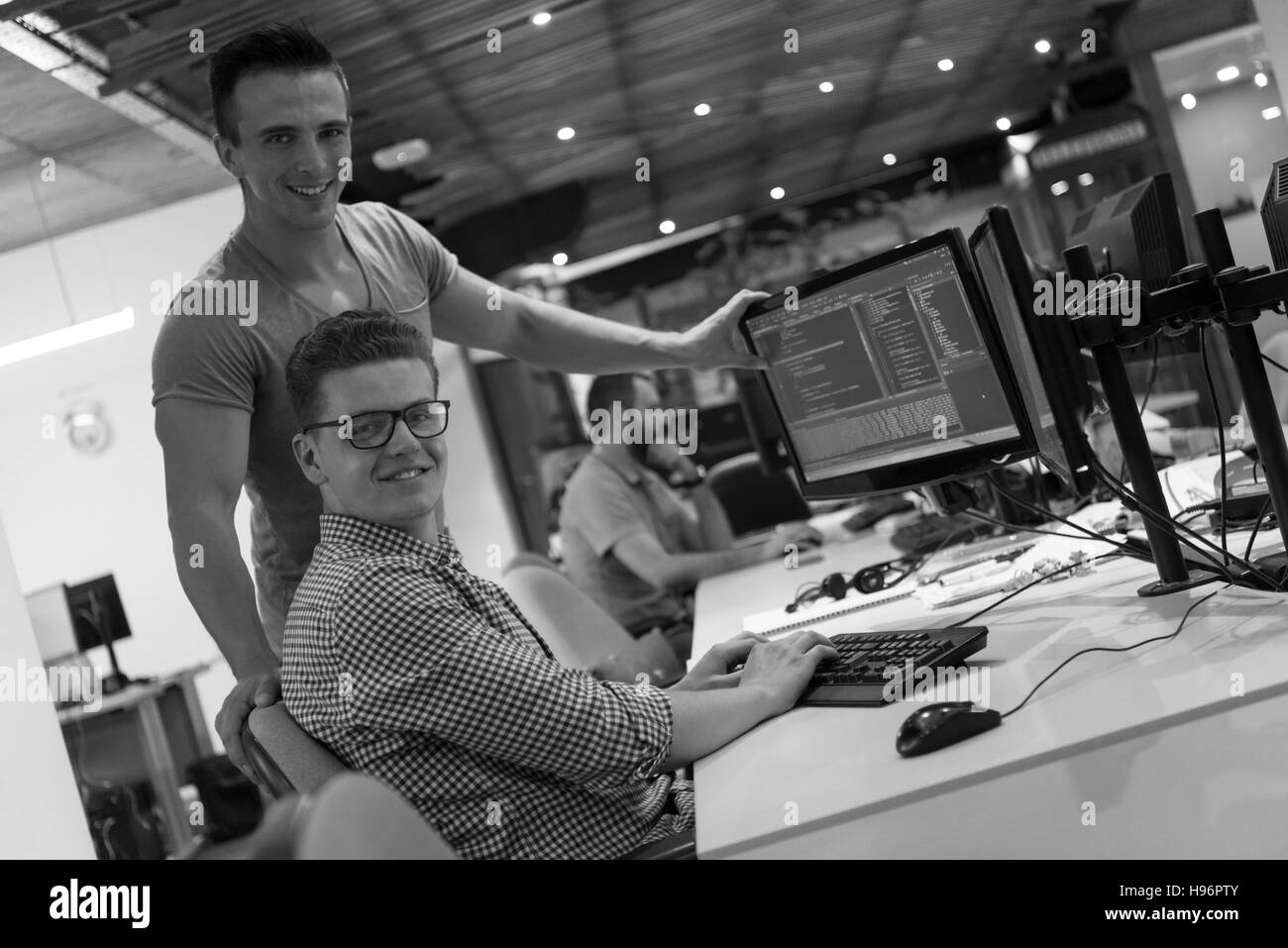 startup business people group working as team to find  solution to problem Stock Photo