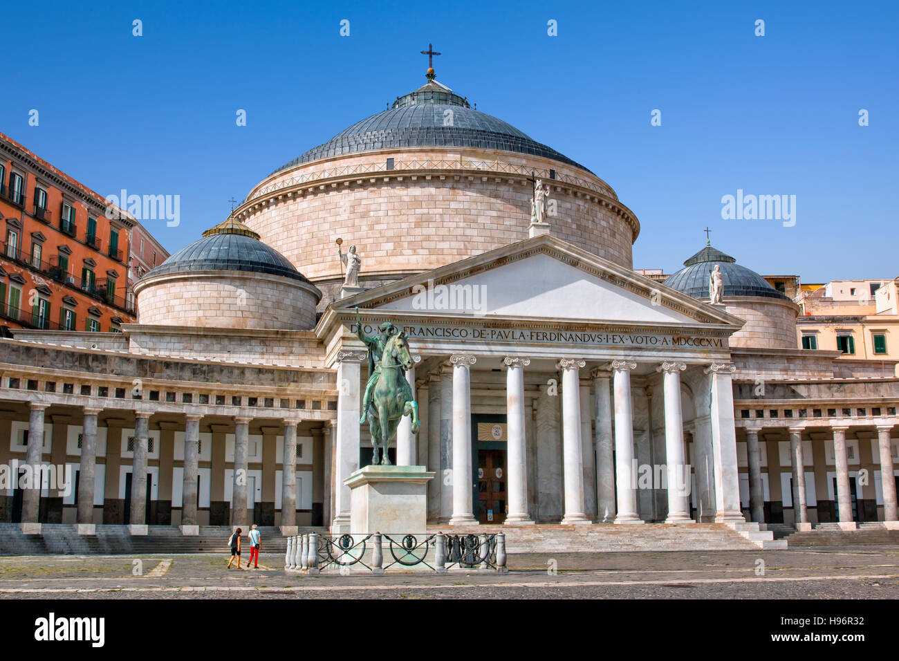 San Francesco di Paola church in  Plebiscito Square, Naples, Italy Stock Photo