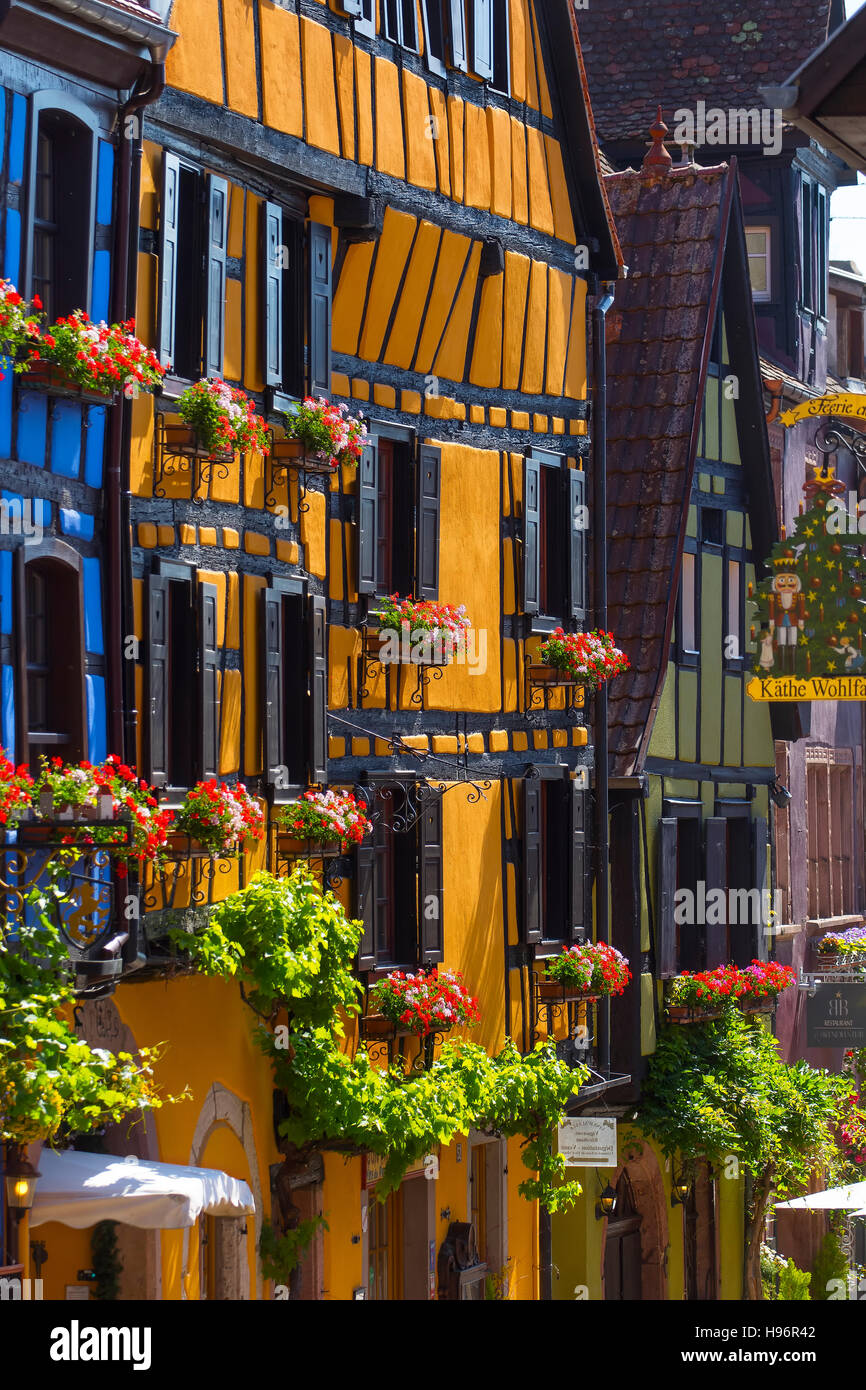The village of Riquewihr in Alsace, France Stock Photo