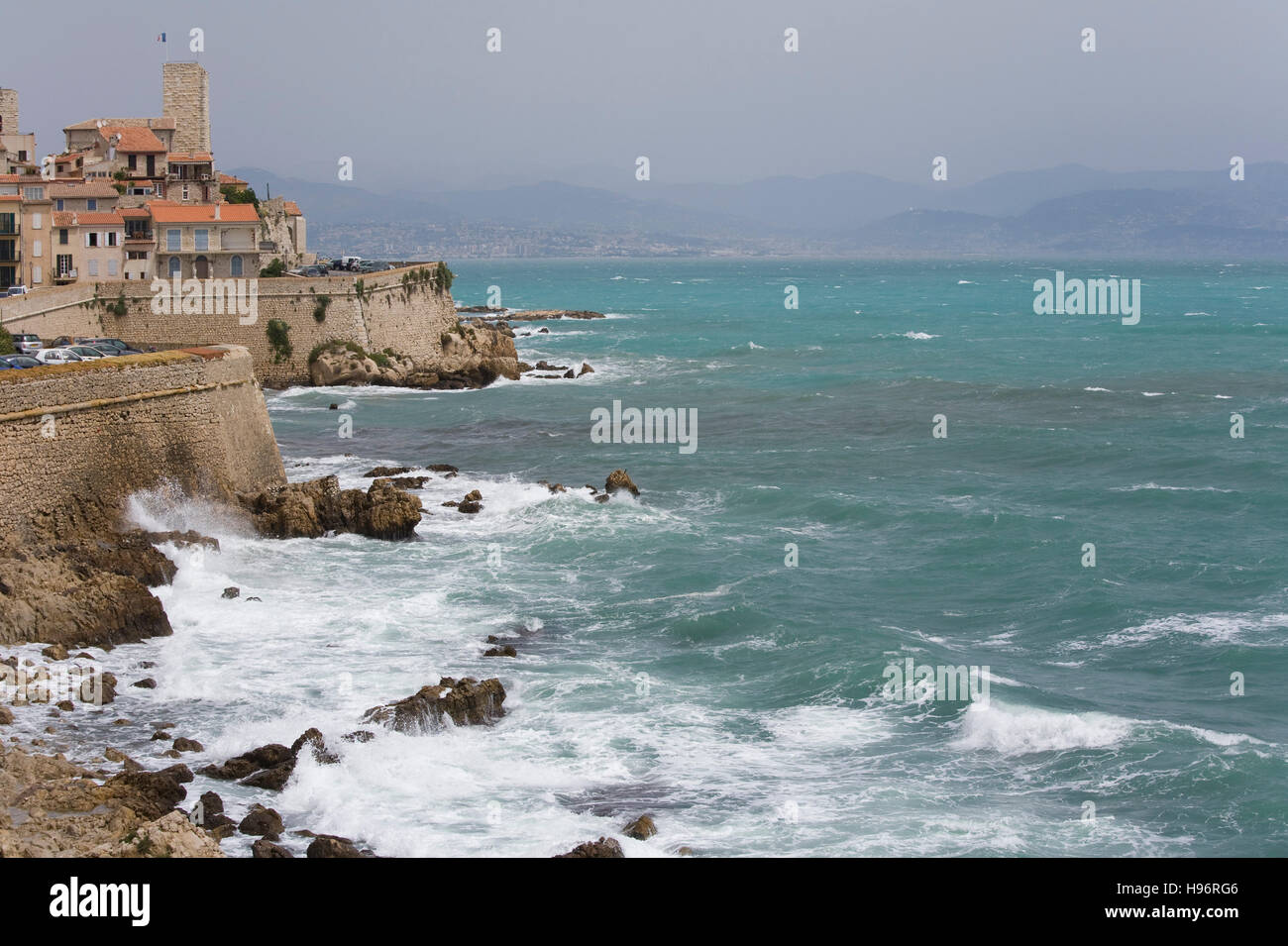 Grimaldi Castle, city wall, cityscape, sea, coast, Antibes, Cote d'Azur ...