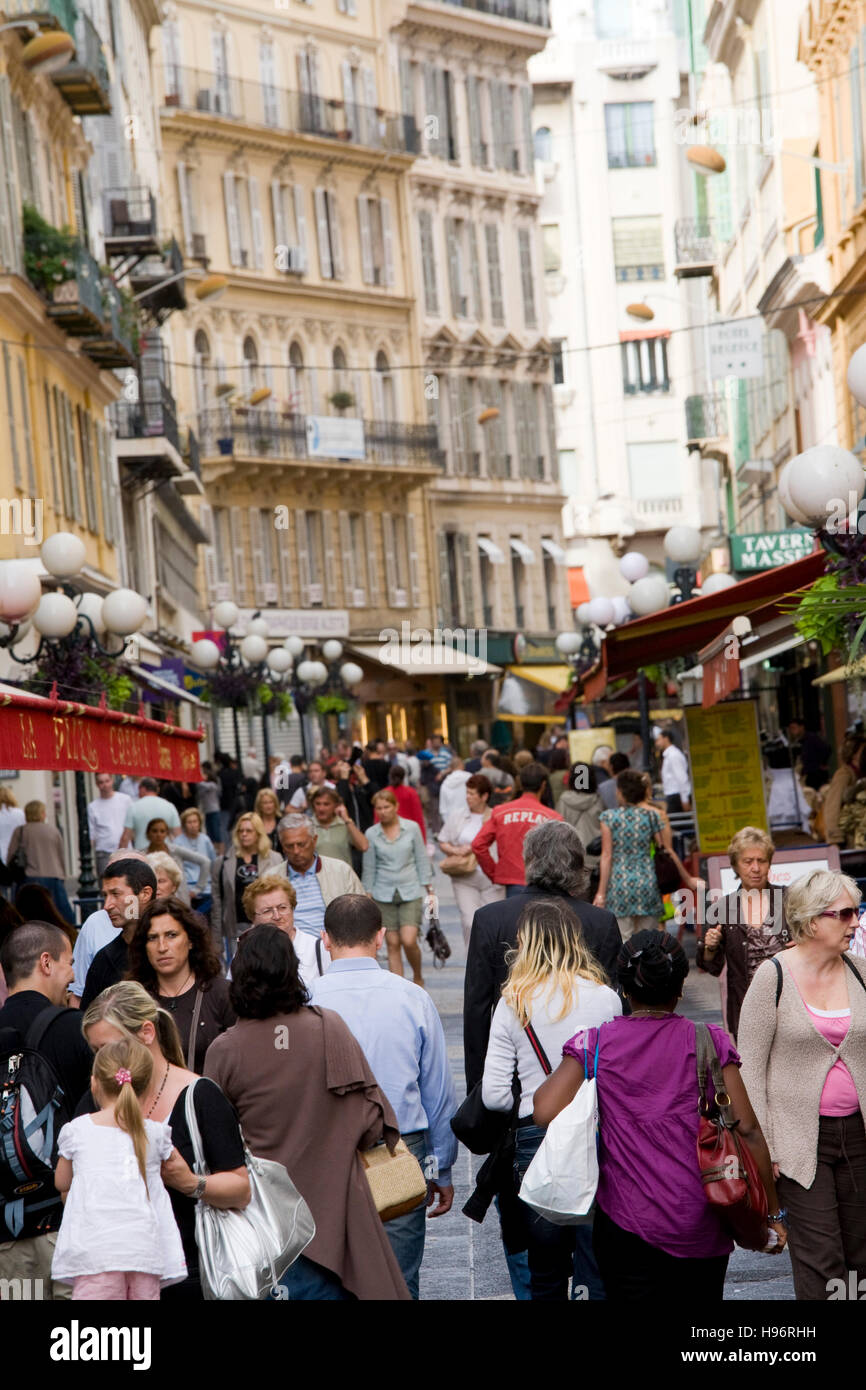 People in the pedestrian area, Rue Masséna, Nice, Cote d'Azur, France