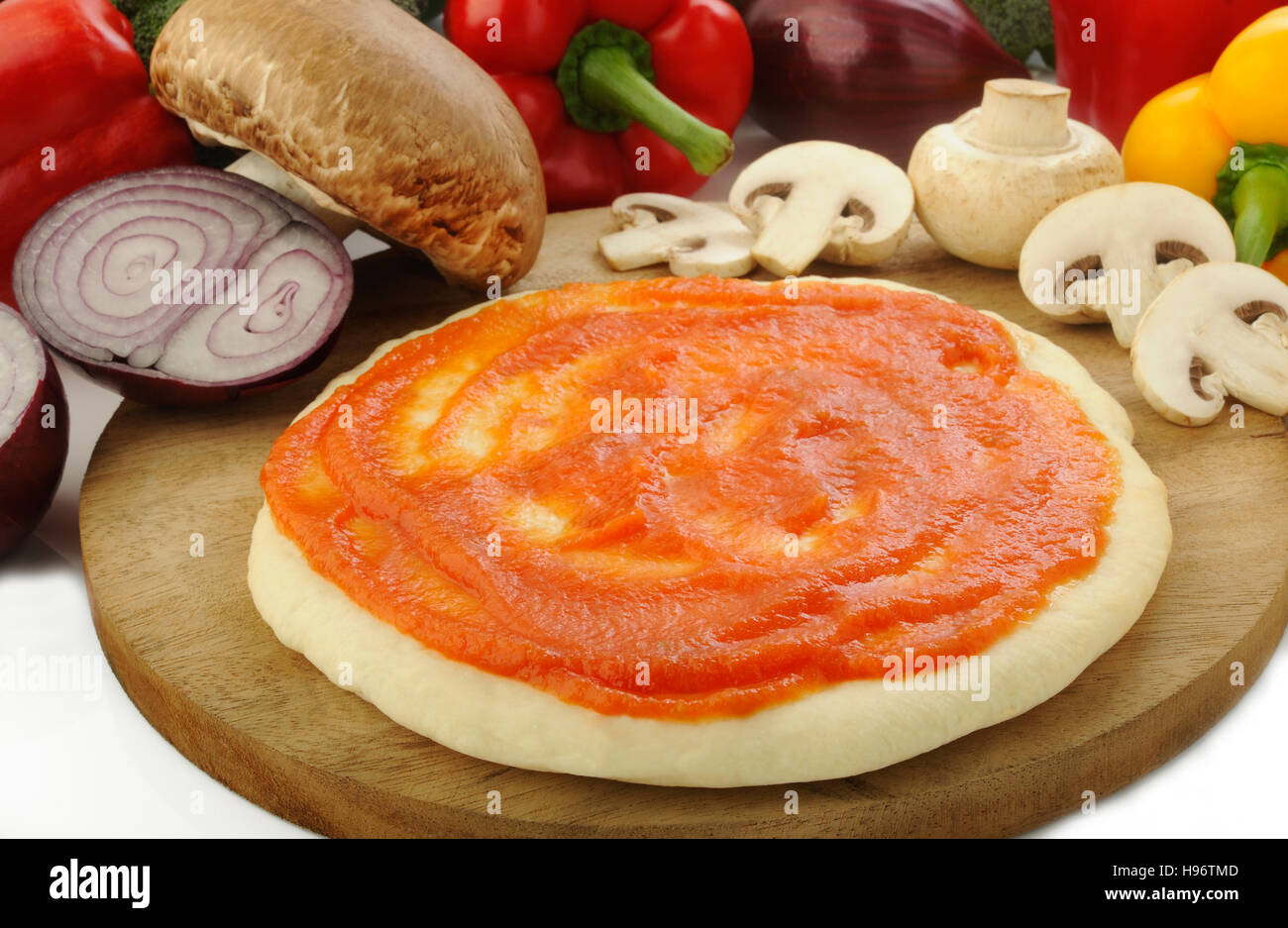 pizza dough and ingredient for baking Stock Photo