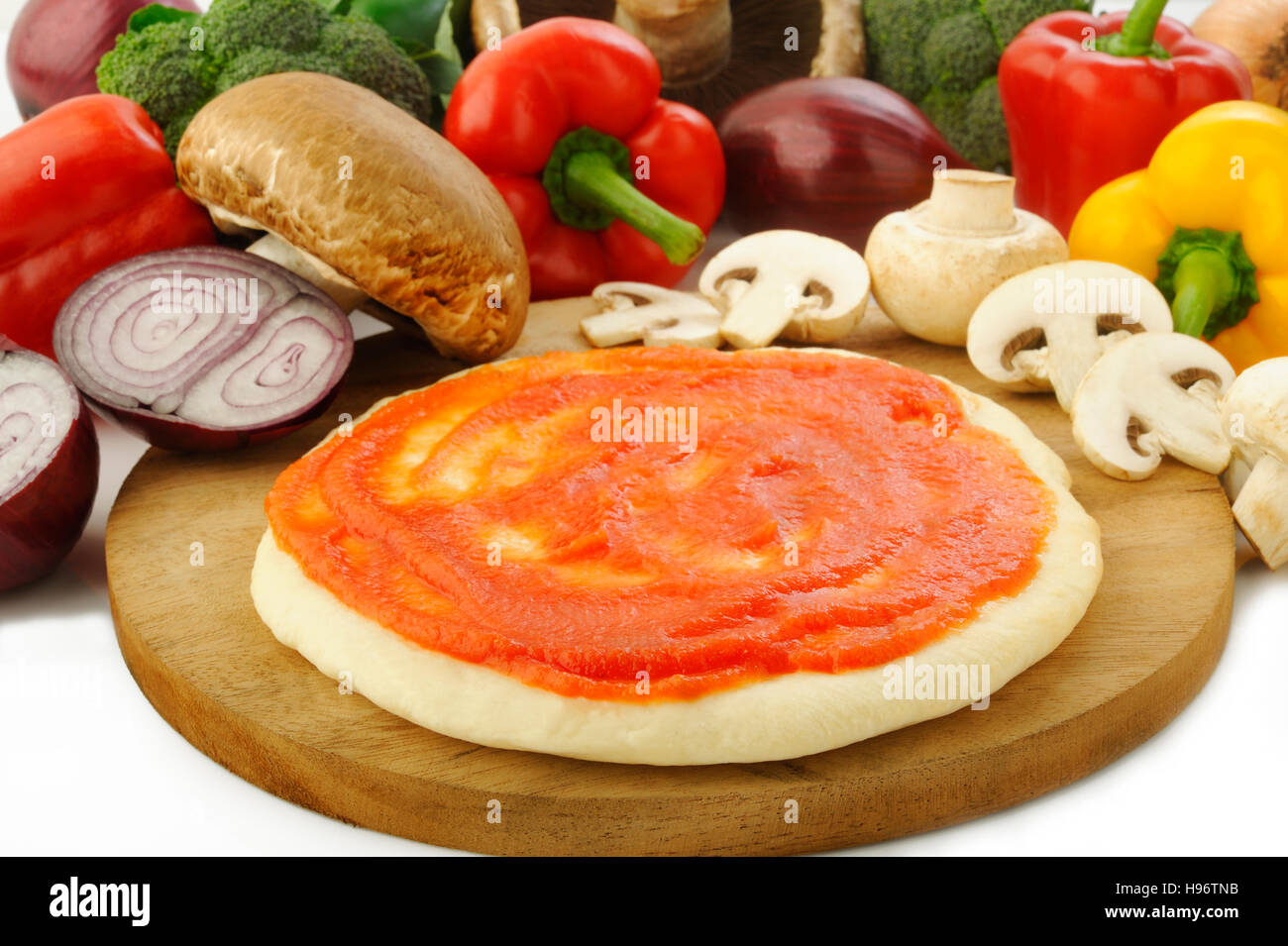 pizza dough and ingredient for baking Stock Photo