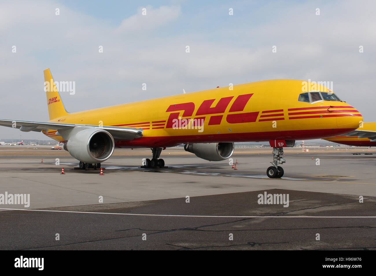 Stuttgart, Germany – March 01, 2016: DHL, Boeing 757-200F at Stuttgart Airport Stock Photo