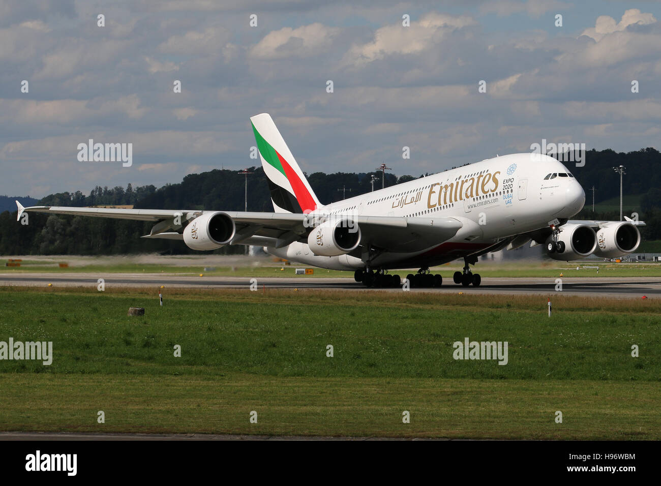 Zurich, Switzerland - July 29, 2016: Emirates, Airbus A380 is taking off at  Zurich Airport Stock Photo - Alamy