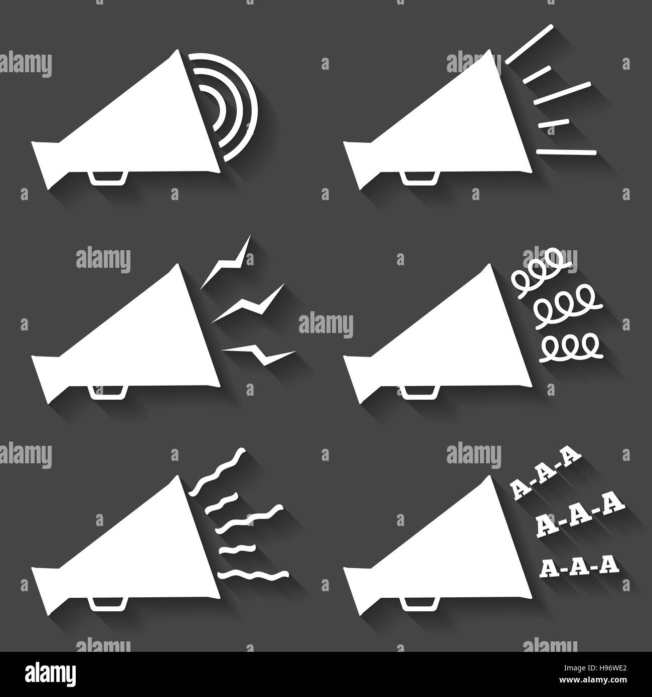 White megaphone icons Stock Photo Alamy