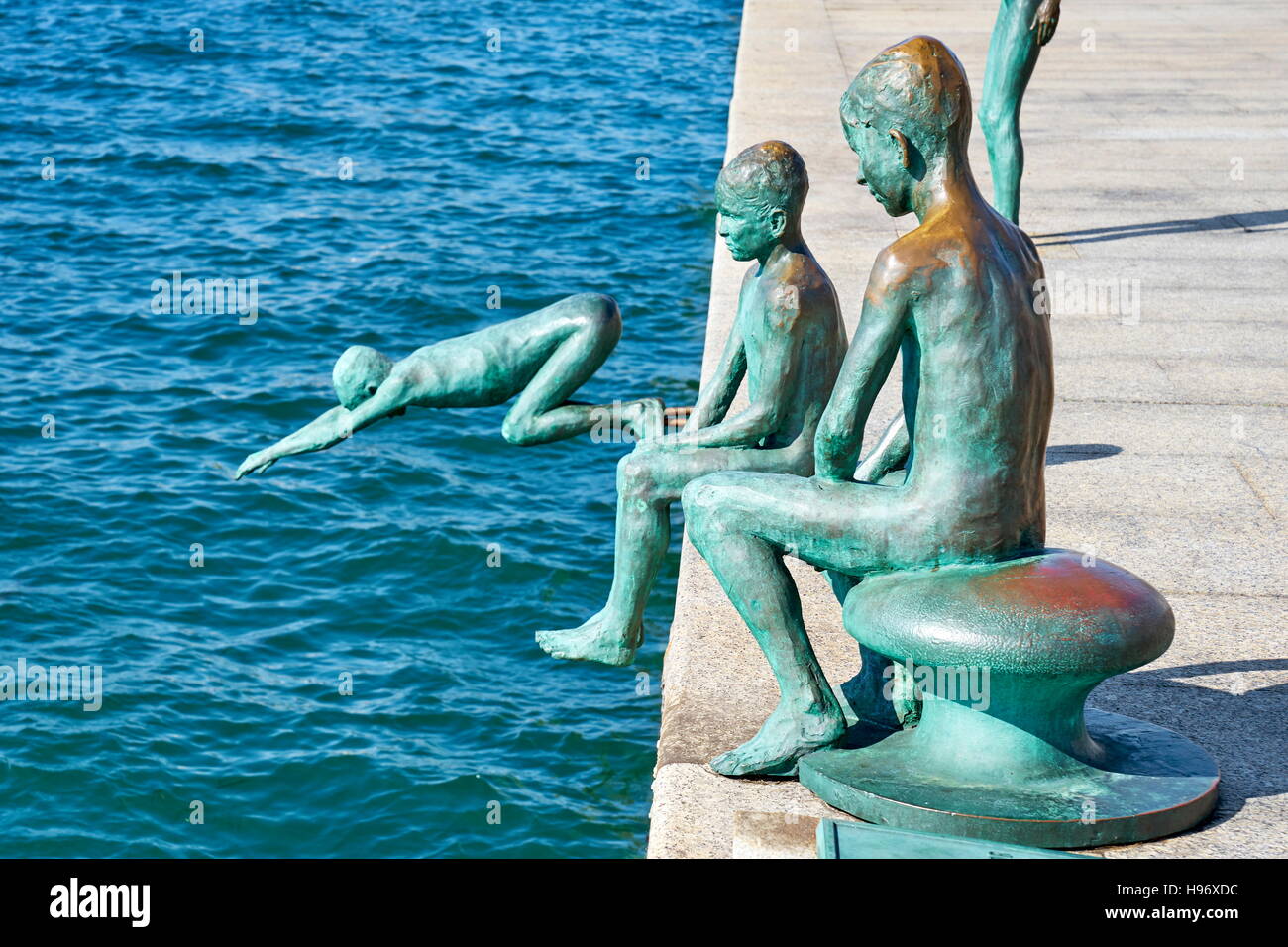Los Raqueros sculpture, Santander, Cantabria, Spain Stock Photo