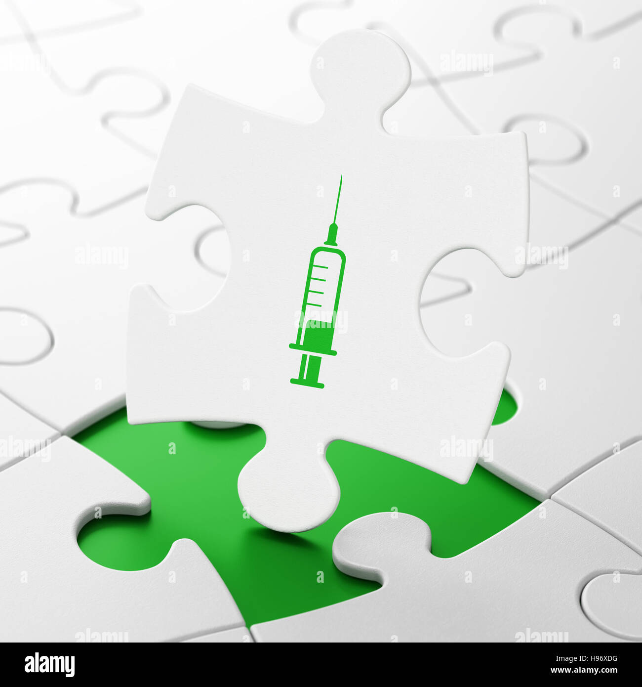 Health concept Syringe on puzzle background Stock Photo Alamy