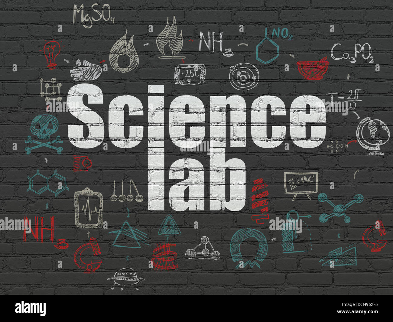 Science concept Science Lab on wall background Stock Photo Alamy