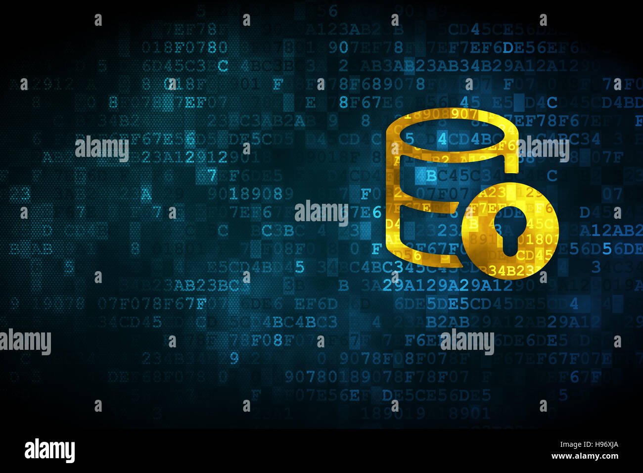 Programming concept: Database With Lock on digital background Stock ...