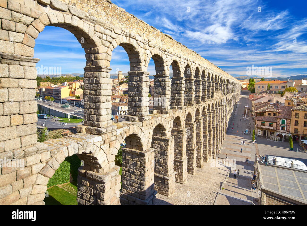 Spain - Roman aqueduct bridge, Segovia, UNESCO Stock Photo