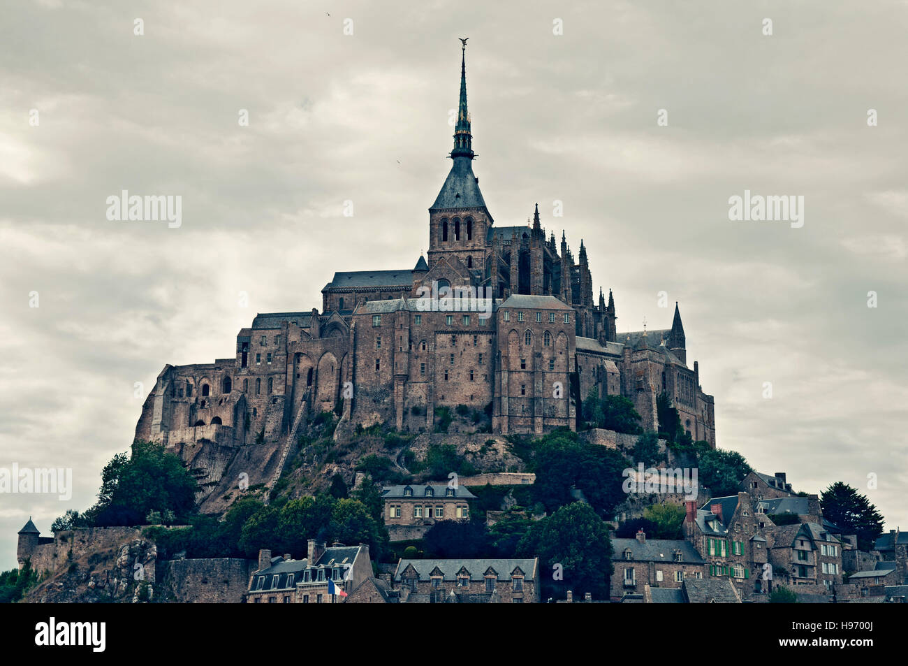 Abbey atop Le Mont Saint-Michel, near Pontorson, Normandy, France Stock Photo