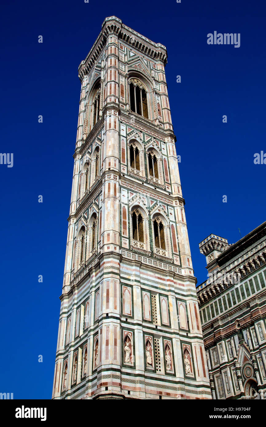 The Campanile with the Duomo in the background in Florence Italy Stock Photo