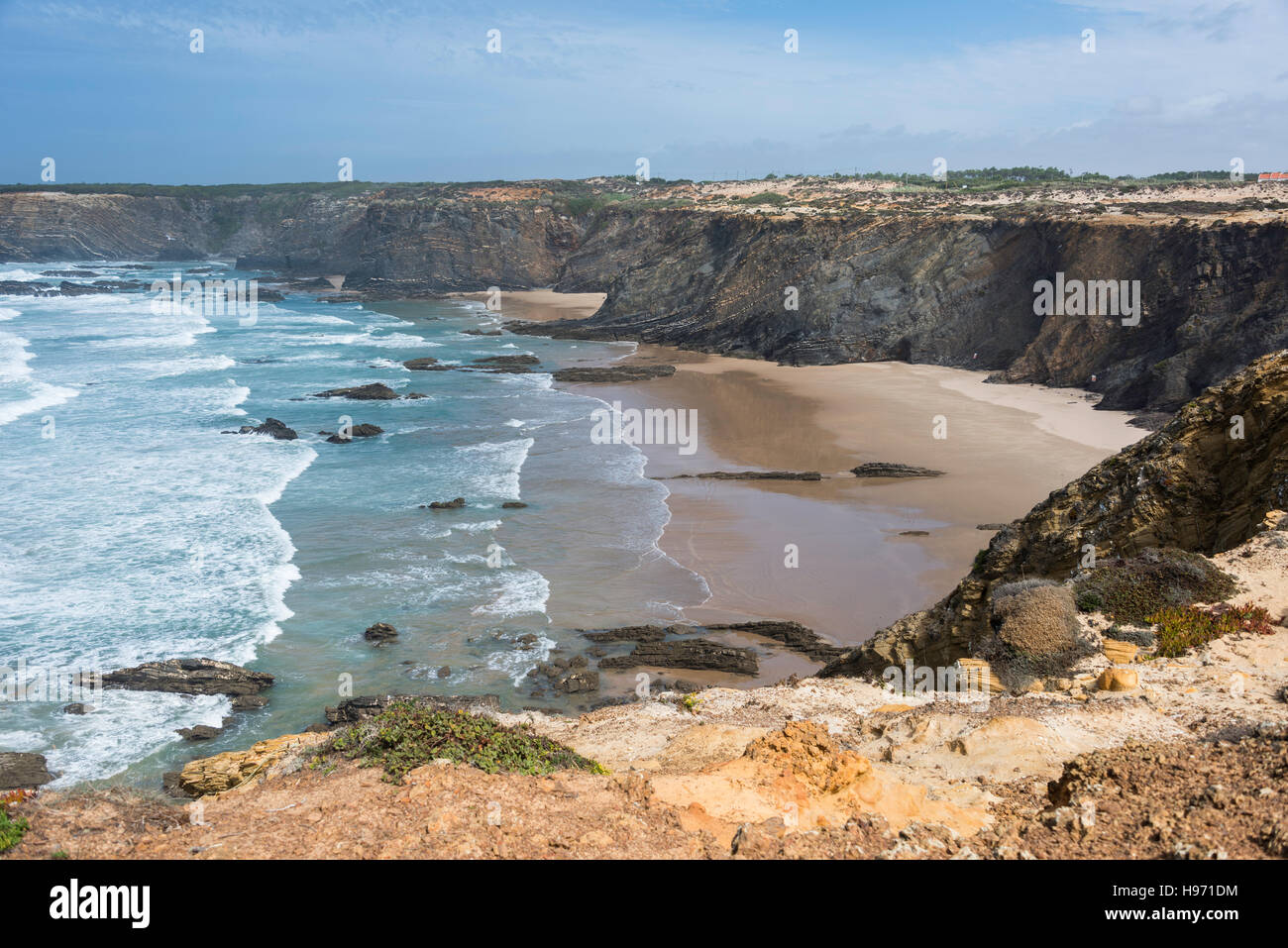 blue water near the rocks of the west coast of Portugal Stock Photo Alamy