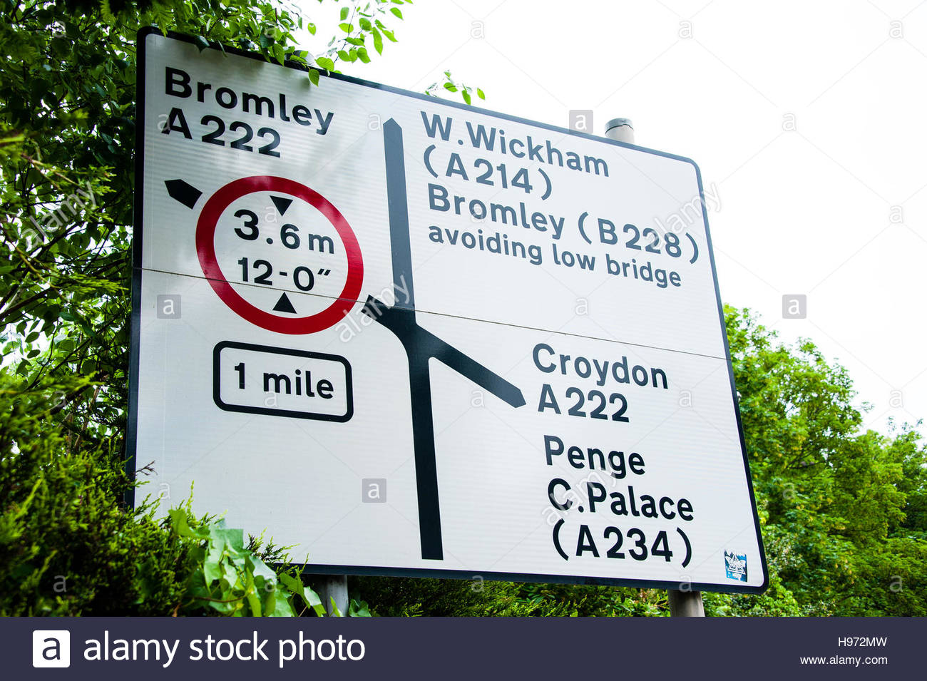Road Direction Sign For Bromley High Resolution Stock Photography and