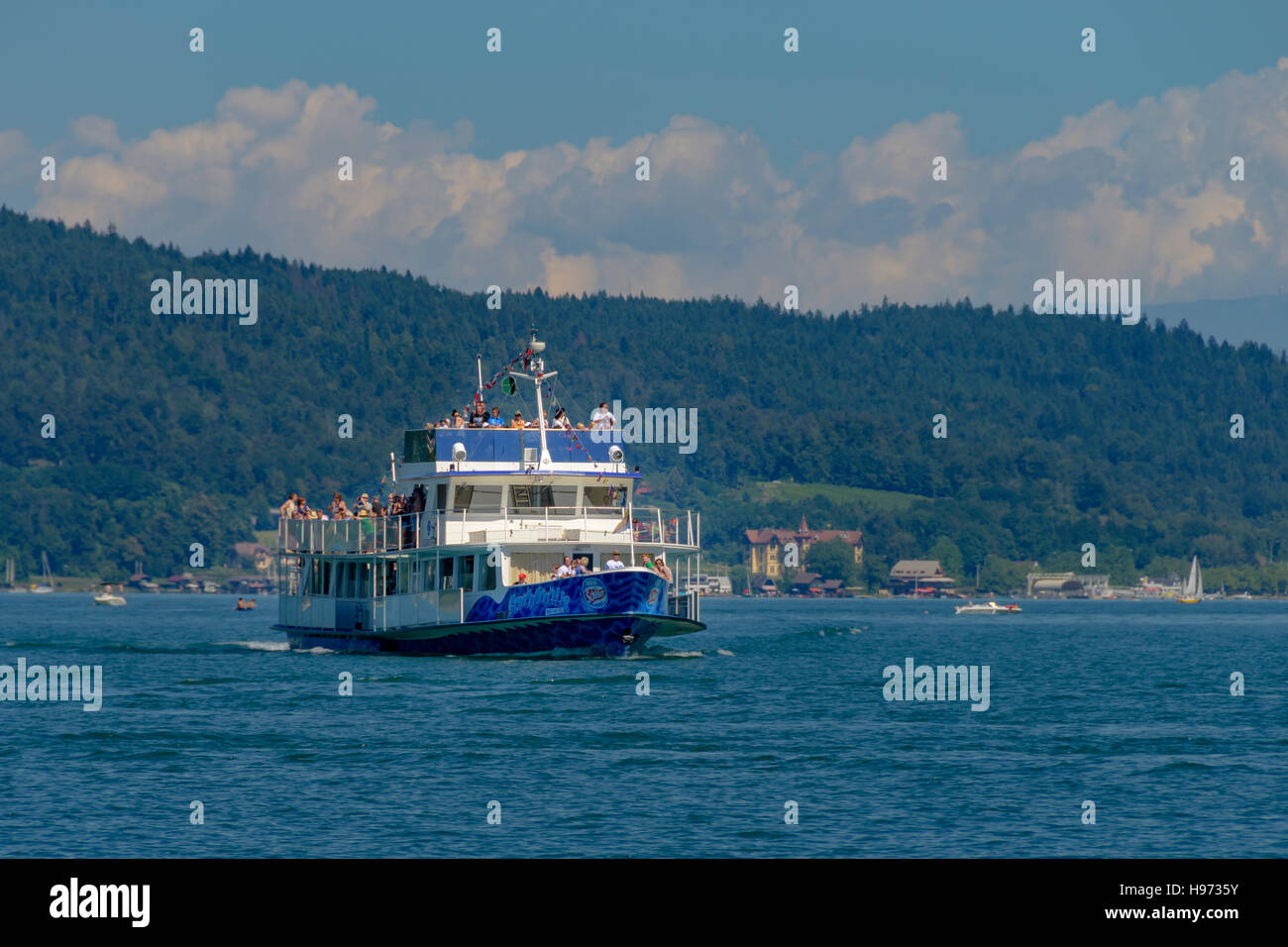 Passenger - tourist ship on lake Worthersee, Carinthia, Austria Stock Photo