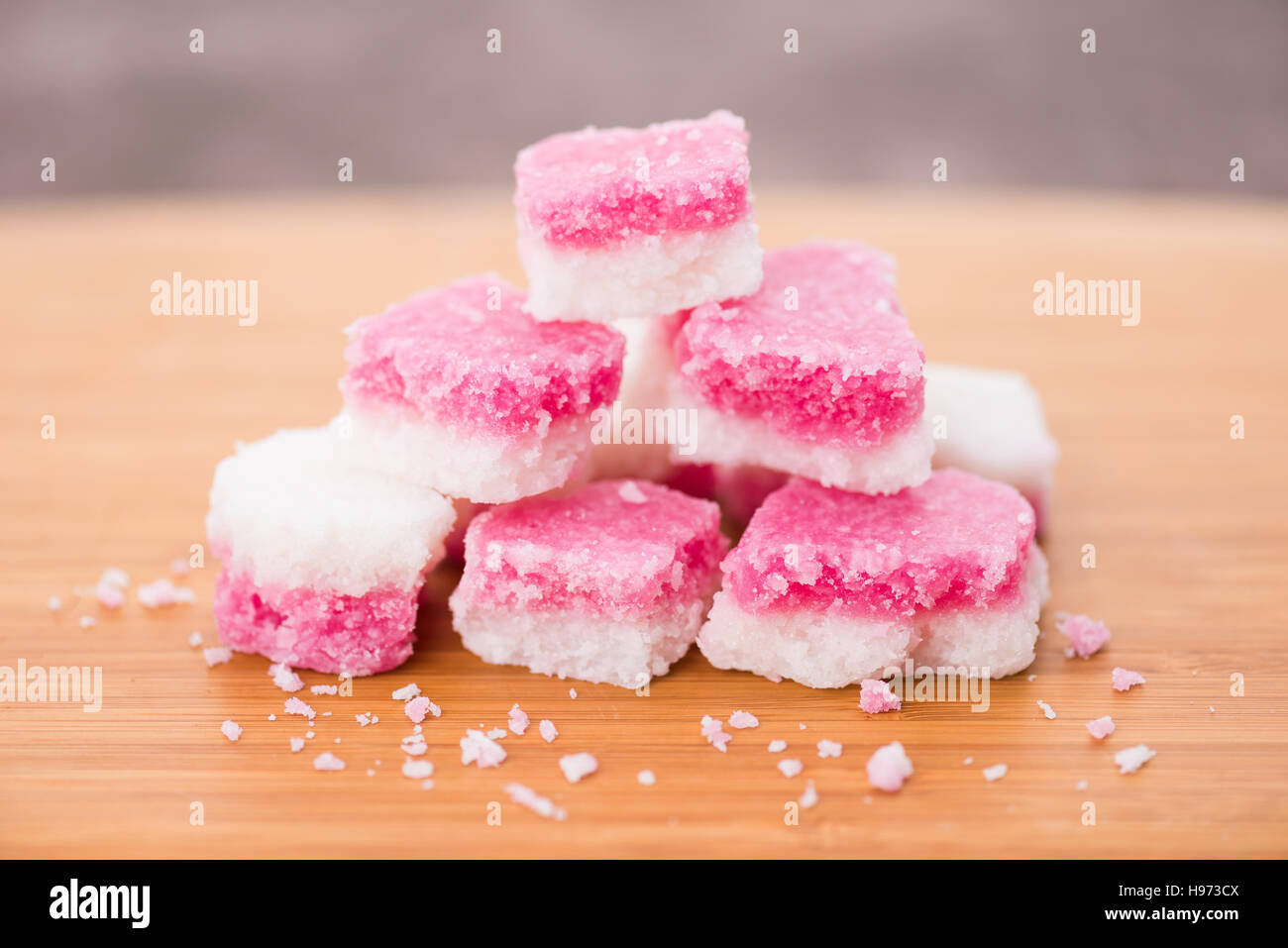 Pieces of coconut ice - shallow depth of field Stock Photo