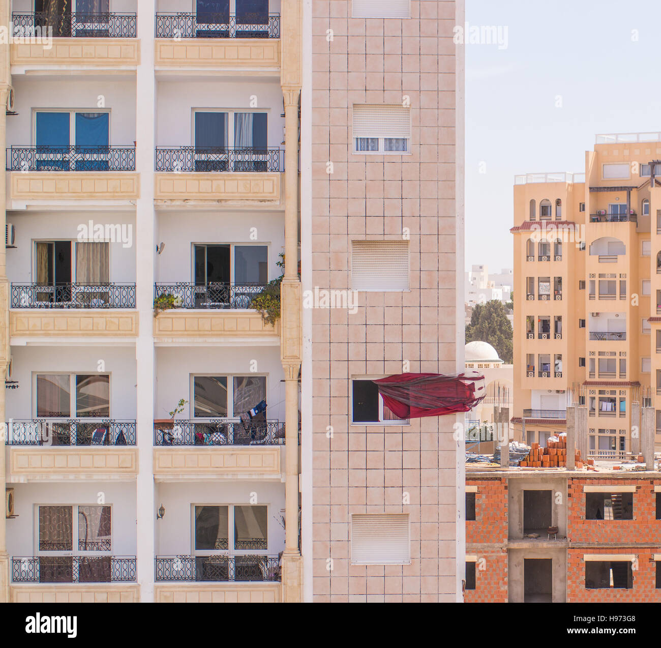 Curtains blowing in the wind outside the window Stock Photo Alamy
