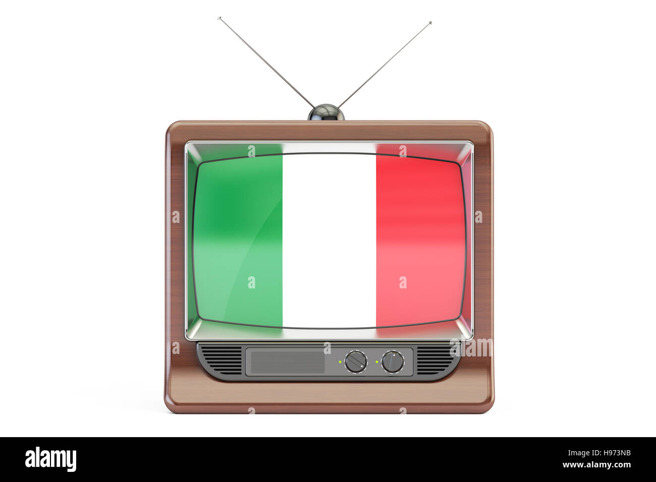 TV set with flag of Italy. Television concept, 3D rendering Stock Photo
