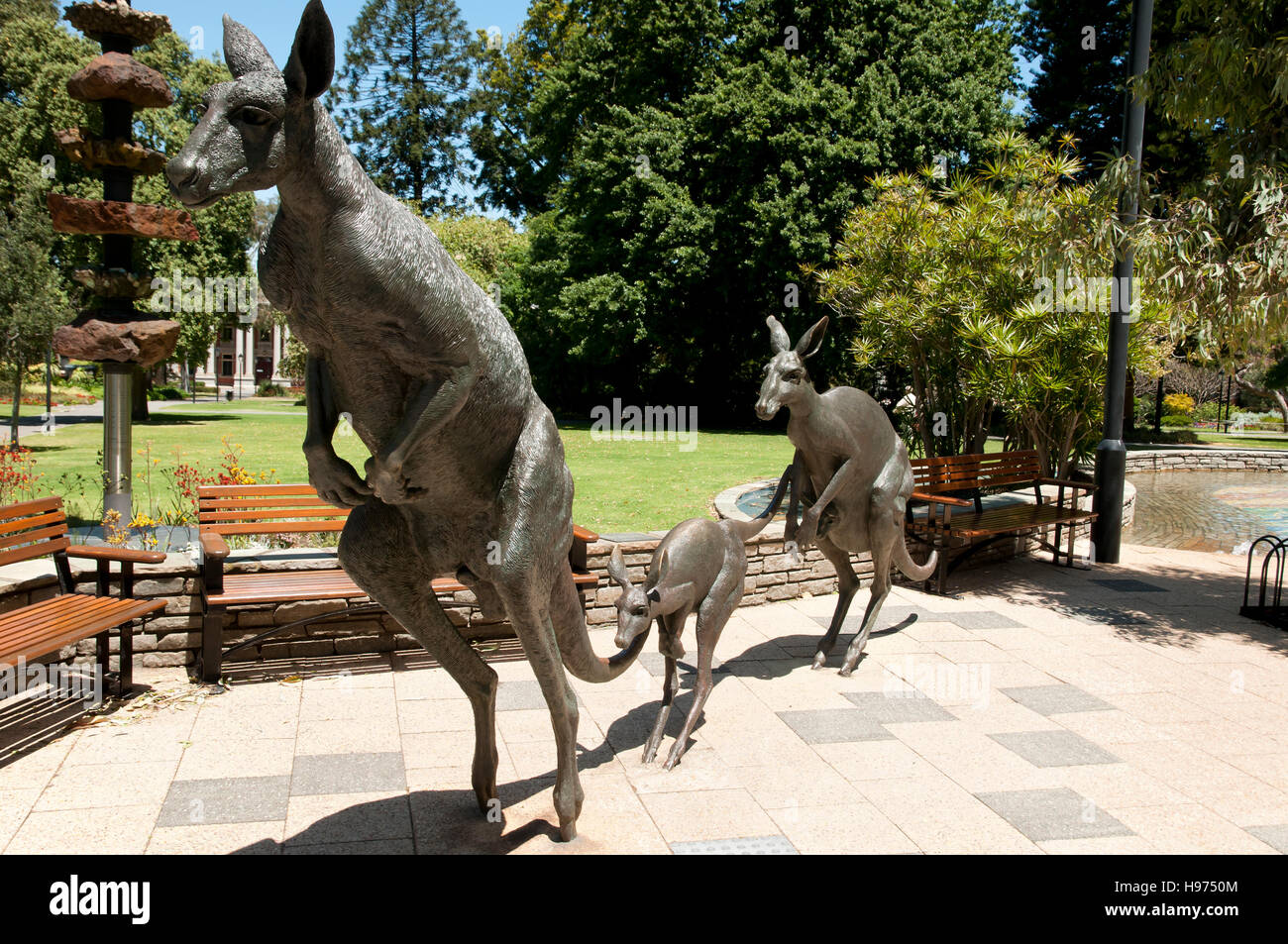 Kangaroos Statue on St Terrace Perth Australia Stock Photo