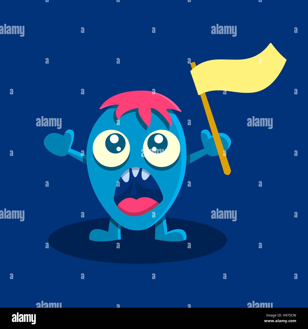 Funny cute monster drawing. Screaming cartoon character. Fantasy scared