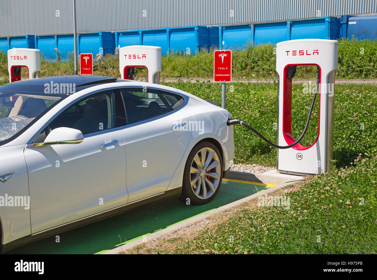 ZURICH July 30 Tesla Supercharger station on July 30, 2016 in Zurich