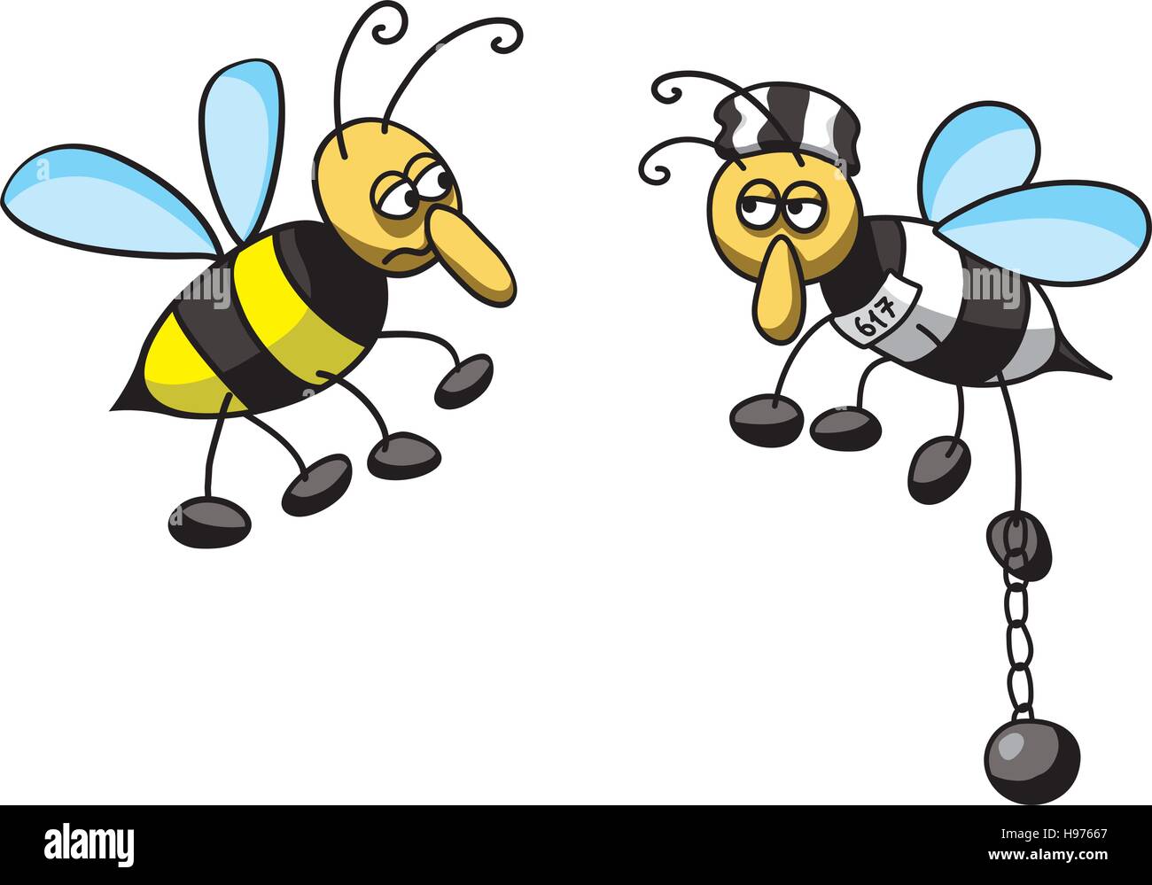 illustration of a bee prisoner Stock Vector