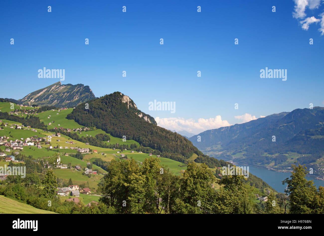 Small village in swiss alps Stock Photo - Alamy
