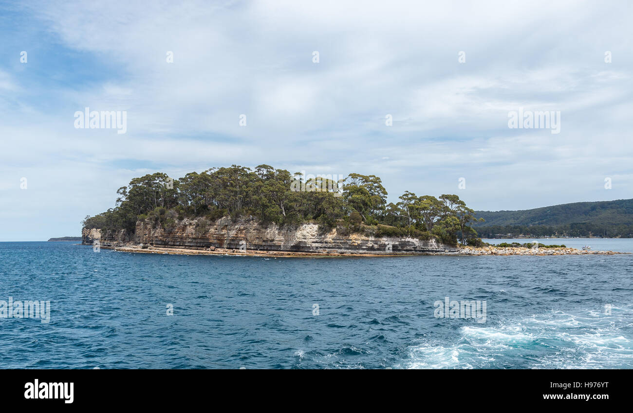 View of Isle of the Dead, a cemetery for convicts near Port Arthur, Tasmania Stock Photo